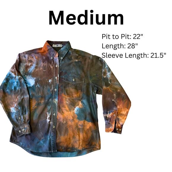 Ice Dyed Long-sleeve Button-up - Earthy Fall Winter Boho (Women's Medium) - Picture 6 of 11